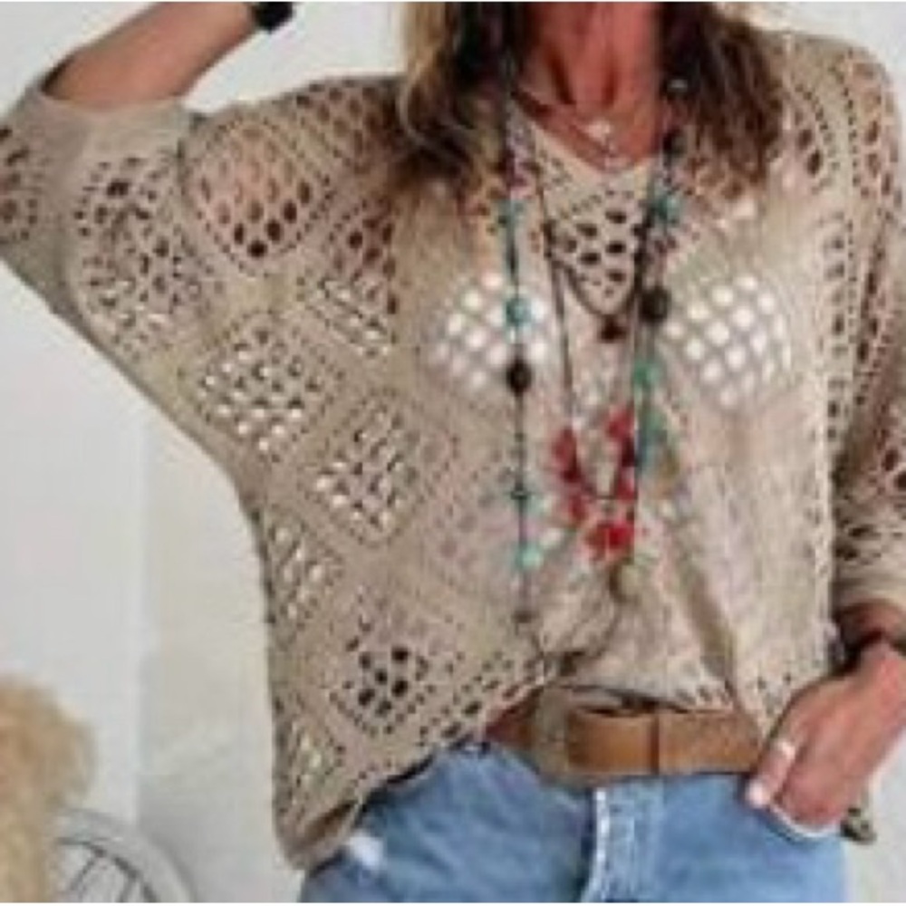 Boho Crochet Knit Top